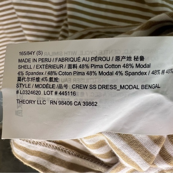 Theory Crew Neck T-Shirt Mini Dress Stripe size S Minimalist Loungewear Casual - Picture 6 of 9